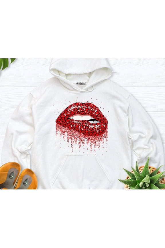 Dripping Lips Sweatshirt, Valentine's Day outfit, Kissing Lips hoodie, Heart women Shirt, Kiss sweatshirt, Red Lips valentine's sweatshirt All Size S-5XL
