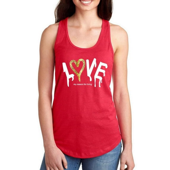 Dripping Love Gold Heart Racerback Tank Women -Image by Shutterstock, Female x-Small
