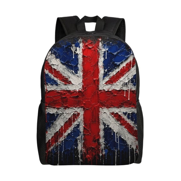 Dripping Paint Effect UK Union Jack Poster Laptop Backpack, Padded 15.6 Inch Computer Compartment, Casual Travel Work Daypack