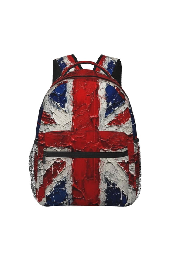 Dripping Paint Effect UK Union Jack Poster Laptop Backpack Travel Rucksack for Teens Adults, Fits 15-inch Notebook