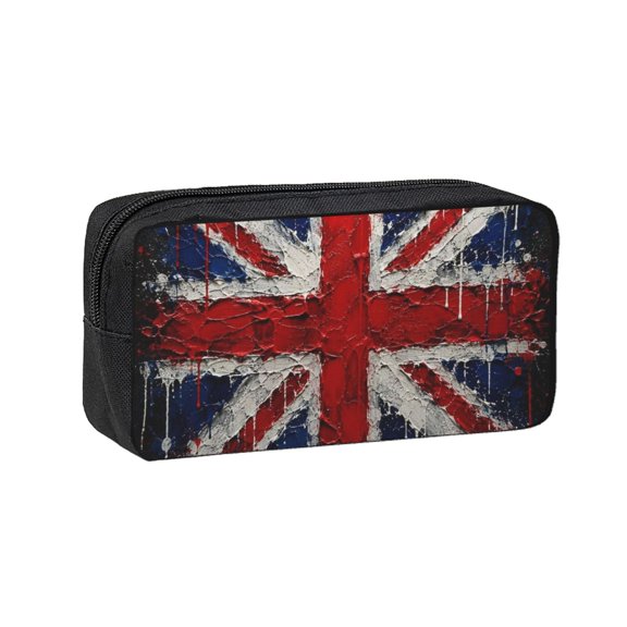 Dripping Paint Effect UK Union Jack Poster Large Capacity Pen Case Pencil Pouch Multi-Purpose Storage for Art Supplies, Makeup, Stationery, Office, Travel