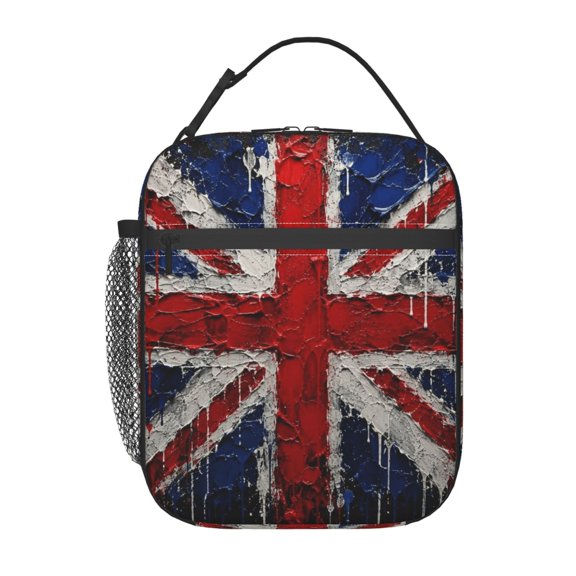 Dripping Paint Effect UK Union Jack Poster Lunch Box Bag Insulated Lunchbox Reusable Tote Thermal Cooler Portable for Women Men