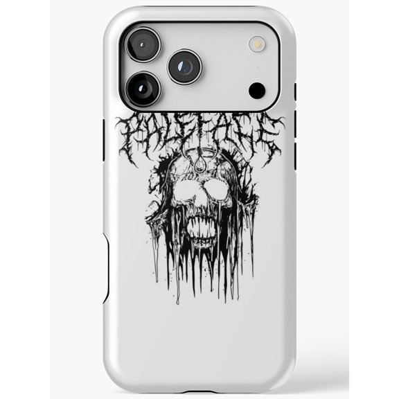 Dripping Skull and Thorny Branches Black Ink Tough Case for Apple iPhone Series, Polycarbonate and TPU