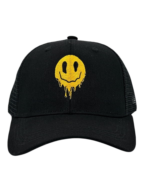 Dripping Smile Hat Funny Sarcastic Melting Smiling Face Graphic Novelty Cap