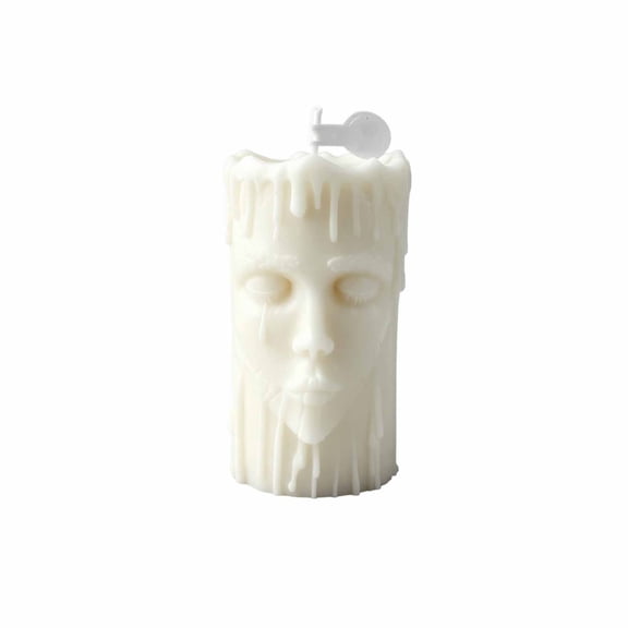 Dripping Tears Face Sculpted Scented Candle, Gothic Stitched Mouth 3D Pillar Soy Wax Candle, Spooky Halloween Home Table Decor Candle for Dark Aesthetic Room Decor & Gift