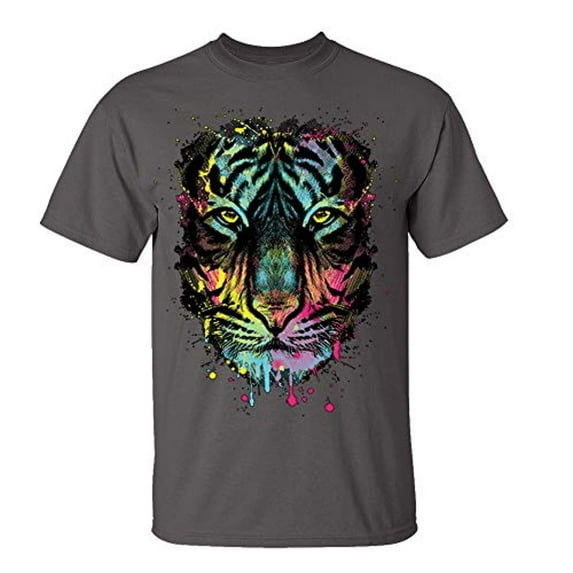 Dripping Tiger Adult Short Sleeve T-Shirt-Charcoal-4XL