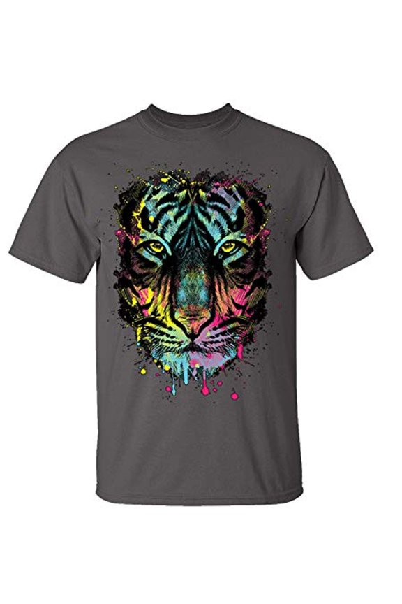 Dripping Tiger Adult Short Sleeve T-Shirt-Charcoal-XL
