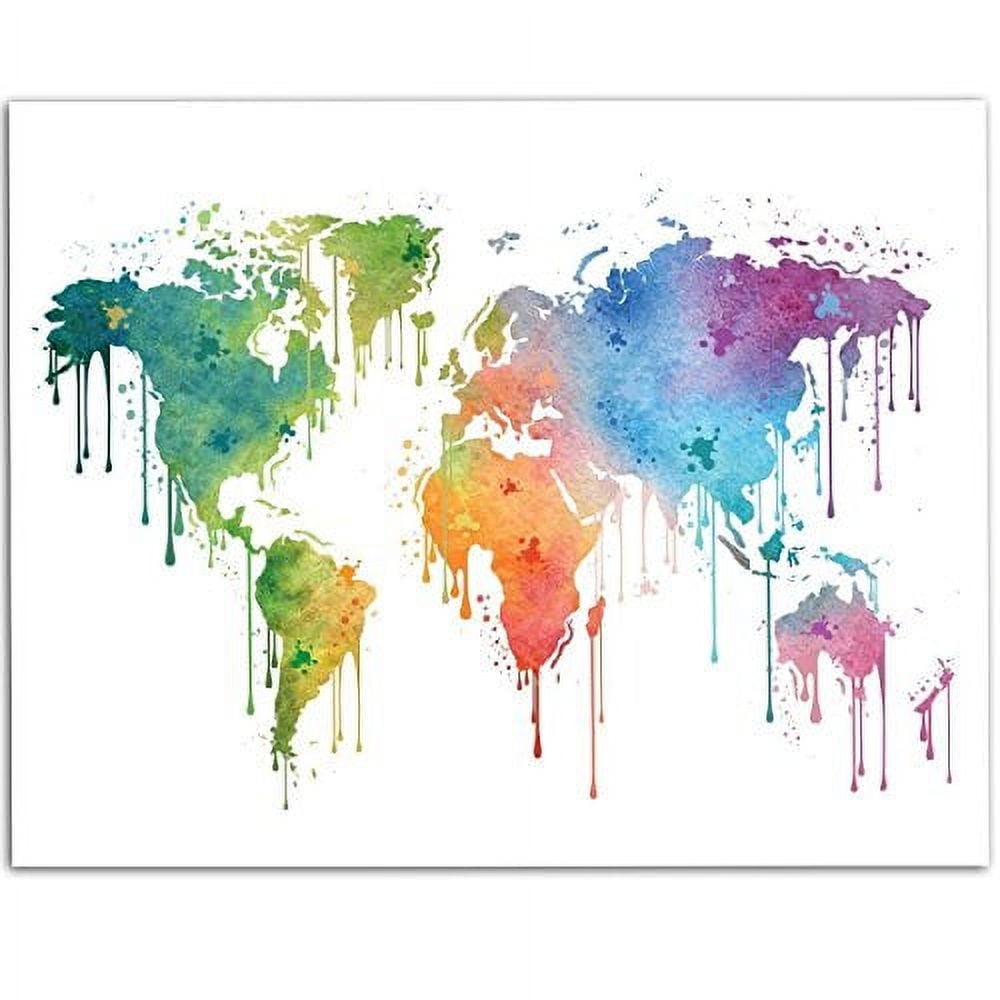 World Dripping Design Dripping Watercolor Paint World Map - 11x14 Unframed Art Print - Great ...