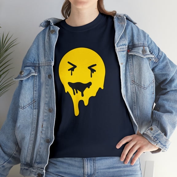 Dripping smiley face graphic t shirt Unisex Heavy Cotton Tee