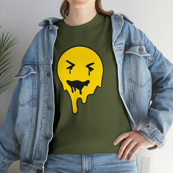 Dripping smiley face graphic t shirt Unisex Heavy Cotton Tee