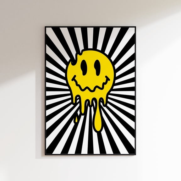 Drippy Acid Face Print, 90's, Raving, Music Poster, Wall Art, House Music, Bold, Typographic, Quote, Wall Decor, Poster Only