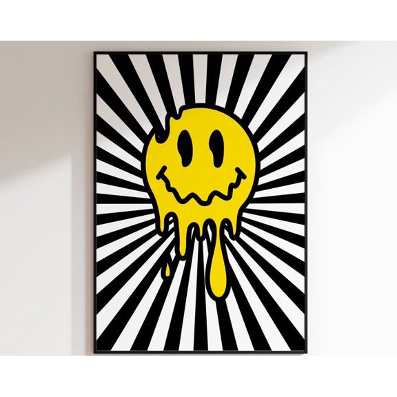 Drippy Acid Face Wall Art Print, Unframed Paper Poster 8x10in