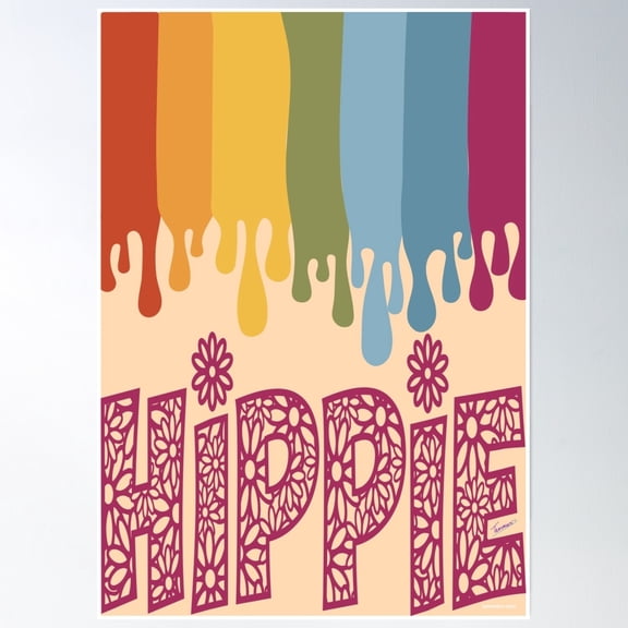 Drippy Hippie | Hippie Art | Hippie Art | Boho Psychedelic Design Poster Wall Art, Modern Wall Decor, 8x12 UNFRAMED