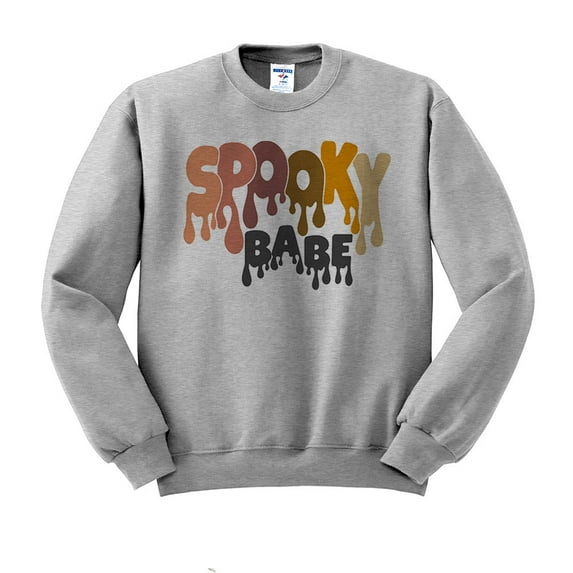 Drippy Spooky Babe Sweatshirt Unisex Large Grey