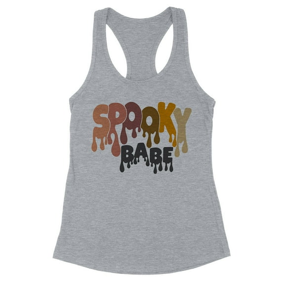 Drippy Spooky Babe Tank Top Fitted Racerback Women's 2X-Large Heather Grey