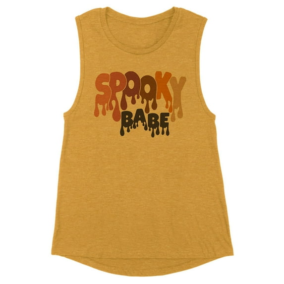 Drippy Spooky Babe Women's Muscle Tank Large Antique Gold