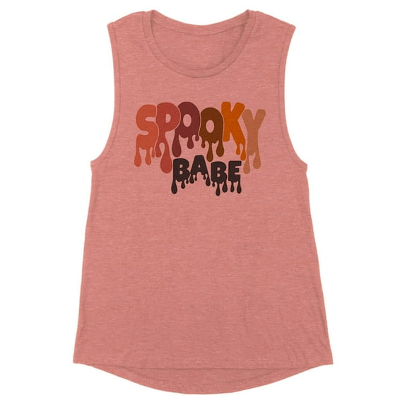 Drippy Spooky Babe Women's Muscle Tank X-Large Desert Pink