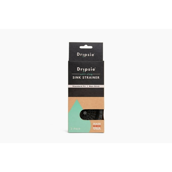 Dripsie Sink Strainer - Clog-Resistant and Flexible - Universal Kitchen Sink Drain Strainer - Made in The USA (2-Pack Gray)