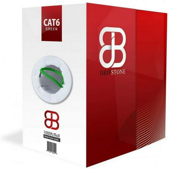 Dripstone - 600006 CAT6 Solid UTP Cable 23AWG 1000ft LAN Network Ethernet RJ45 Wire, Green