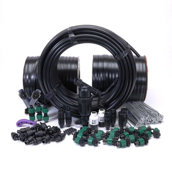 DripWorks Drip Tape Irrigation Kit with Drip Tape Filter, Fittings, and Mainline Tubing