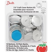 Dritz Craft Cover Button Kit with Tools, 1-1/8-Inch, 10 Sets, Nickel