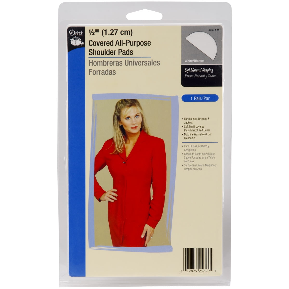 DRITZ. COVERED SET-IN SHOULDER PADS 1/2" BLACK
