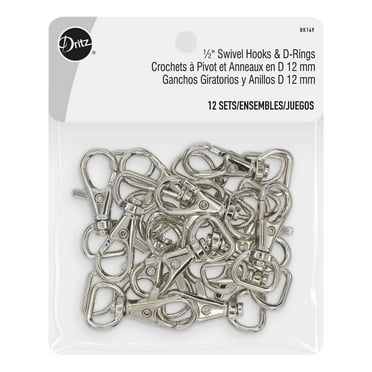 Dritz 1/2" Swivel Hooks & D-Rings, Silver, 12 Sets