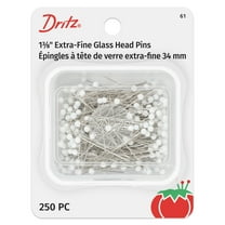 Dritz 1-3/8" Glass Head Pins, Extra Fine, 250 Count, White