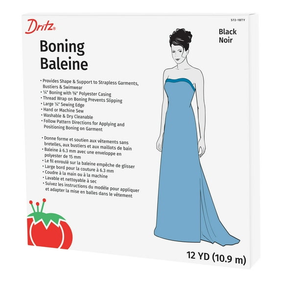 Dritz 1/4" Boning, 12-Yards, 1 Count, Black