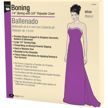 Dritz 1/4" Boning with 5/8" Polyester Cover, White