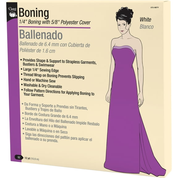 Dritz 1/4" Boning with 5/8" Polyester Cover, White