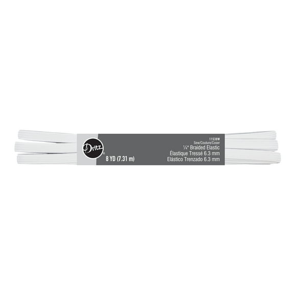 Dritz 1/4" Sewing & Crafting Braided Elastic White 8 Yards