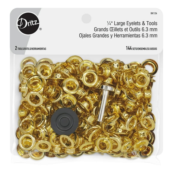 Dritz 1/4" Large Eyelets & Tools, Brass, 144 Sets