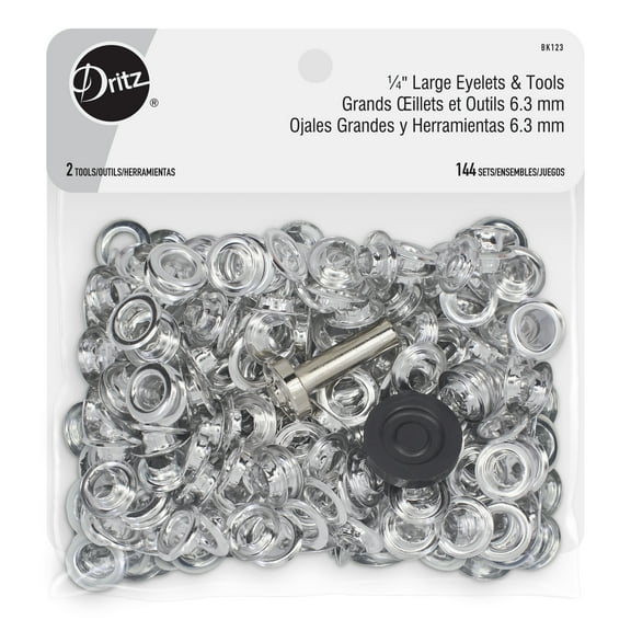 Dritz 1/4" Large Eyelets & Tools, Silver, 144 Sets