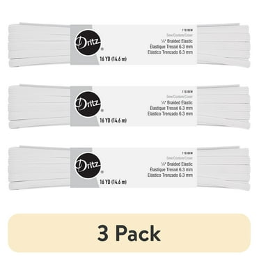 (3 pack) Dritz 1/4" Sewing & Crafting Braided Elastic White Value Pack 16 Yards