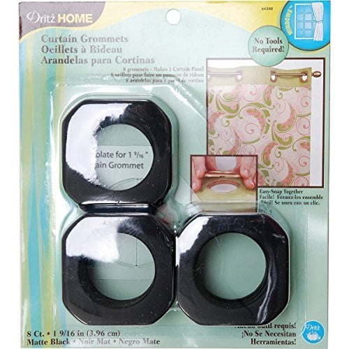 Dritz 19/16" Square Curtain Grommets, Matte Black, 8 Sets