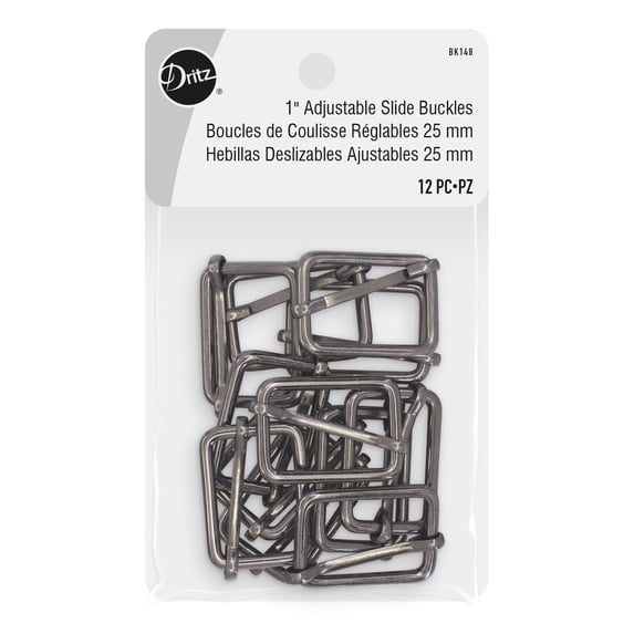 Dritz 1" Adjustable Slide Buckles, Gray, 12 pc