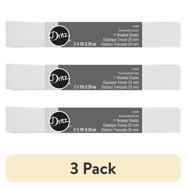 (3 pack) Dritz 1" Sewing & Crafting Braided Elastic White 2.5 Yards
