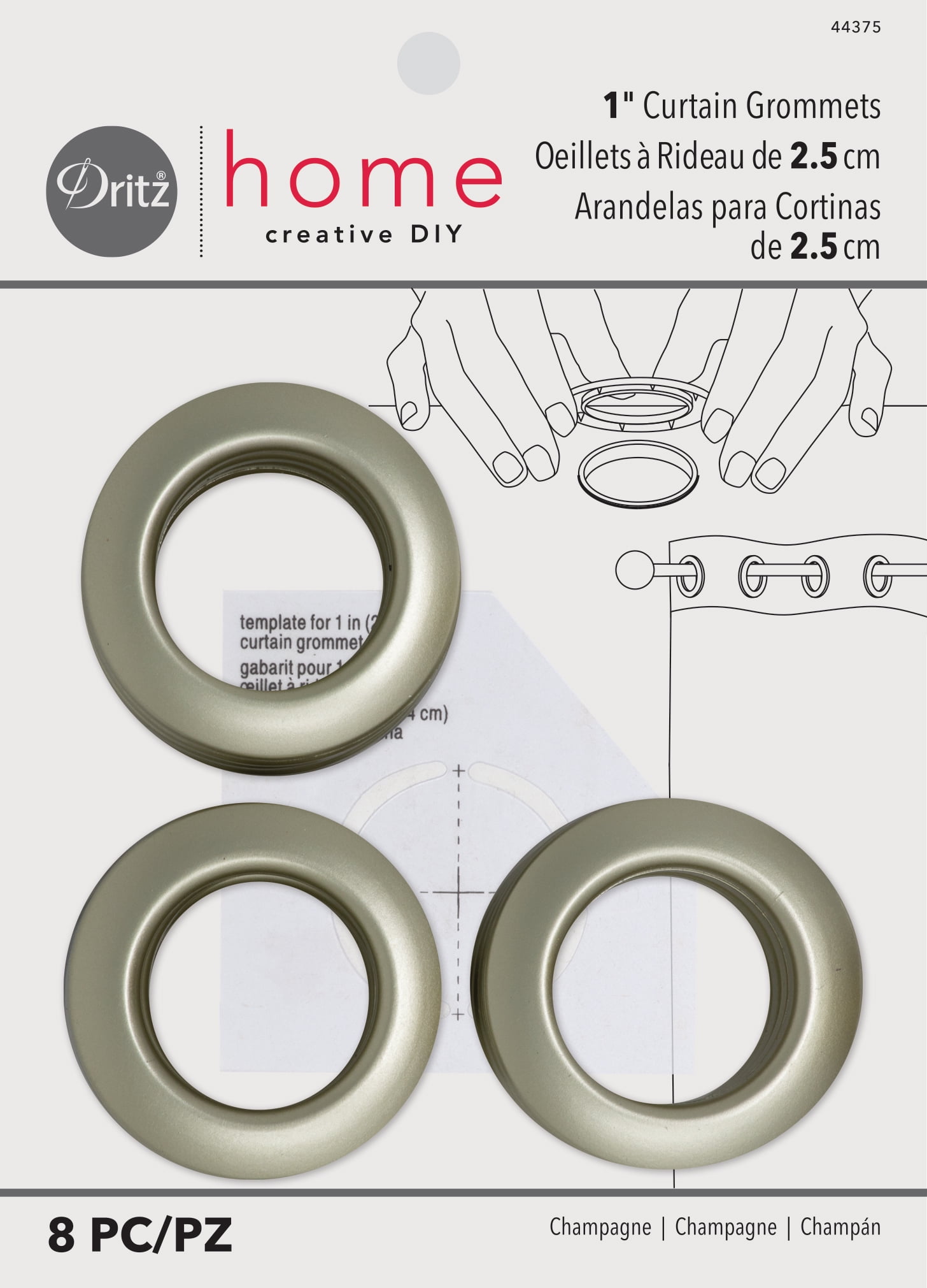 Dritz 1" Curtain Grommets, Champagne, 8 Sets
