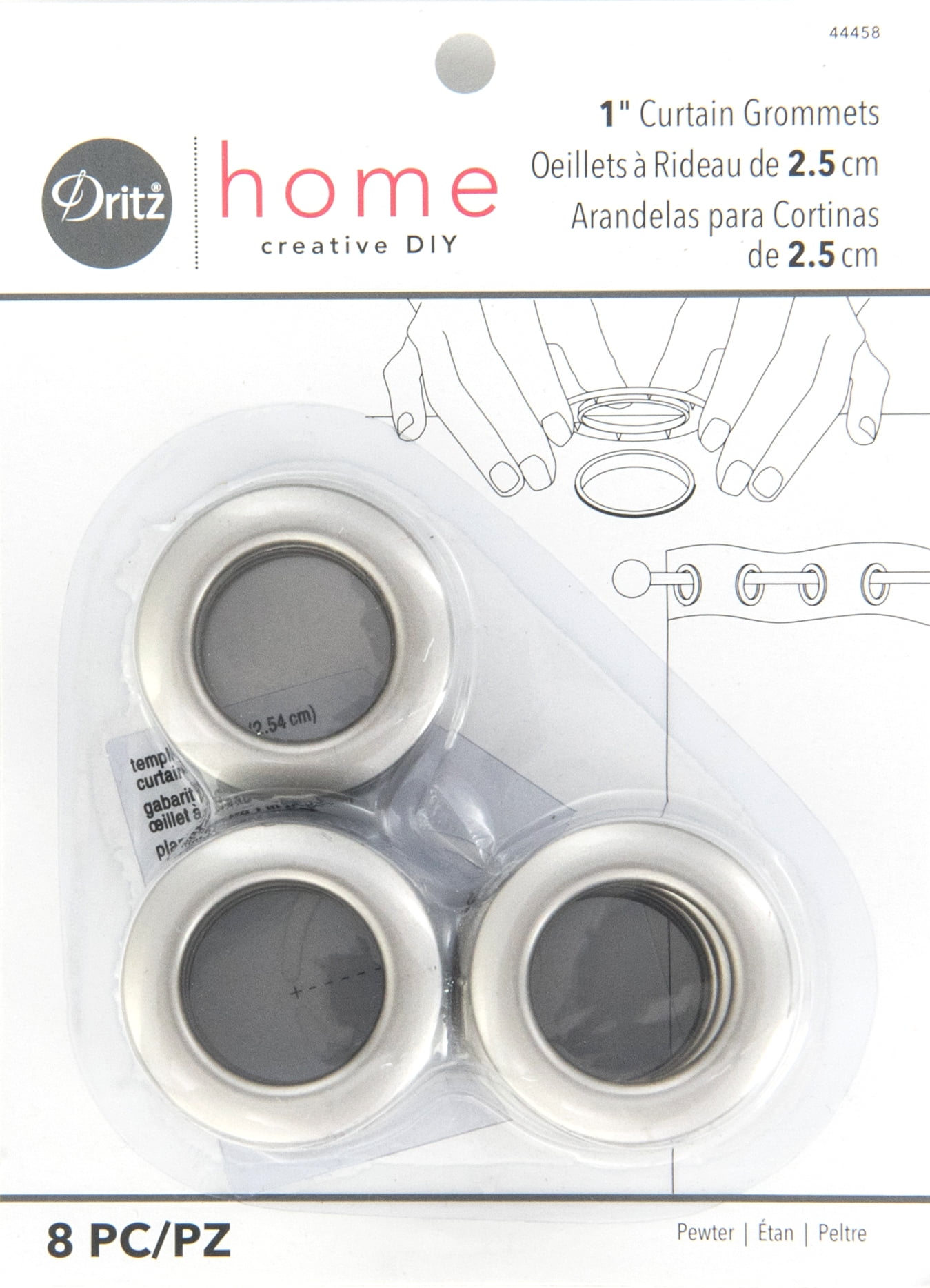 Dritz 1" Curtain Grommets, Pewter, 8 Sets