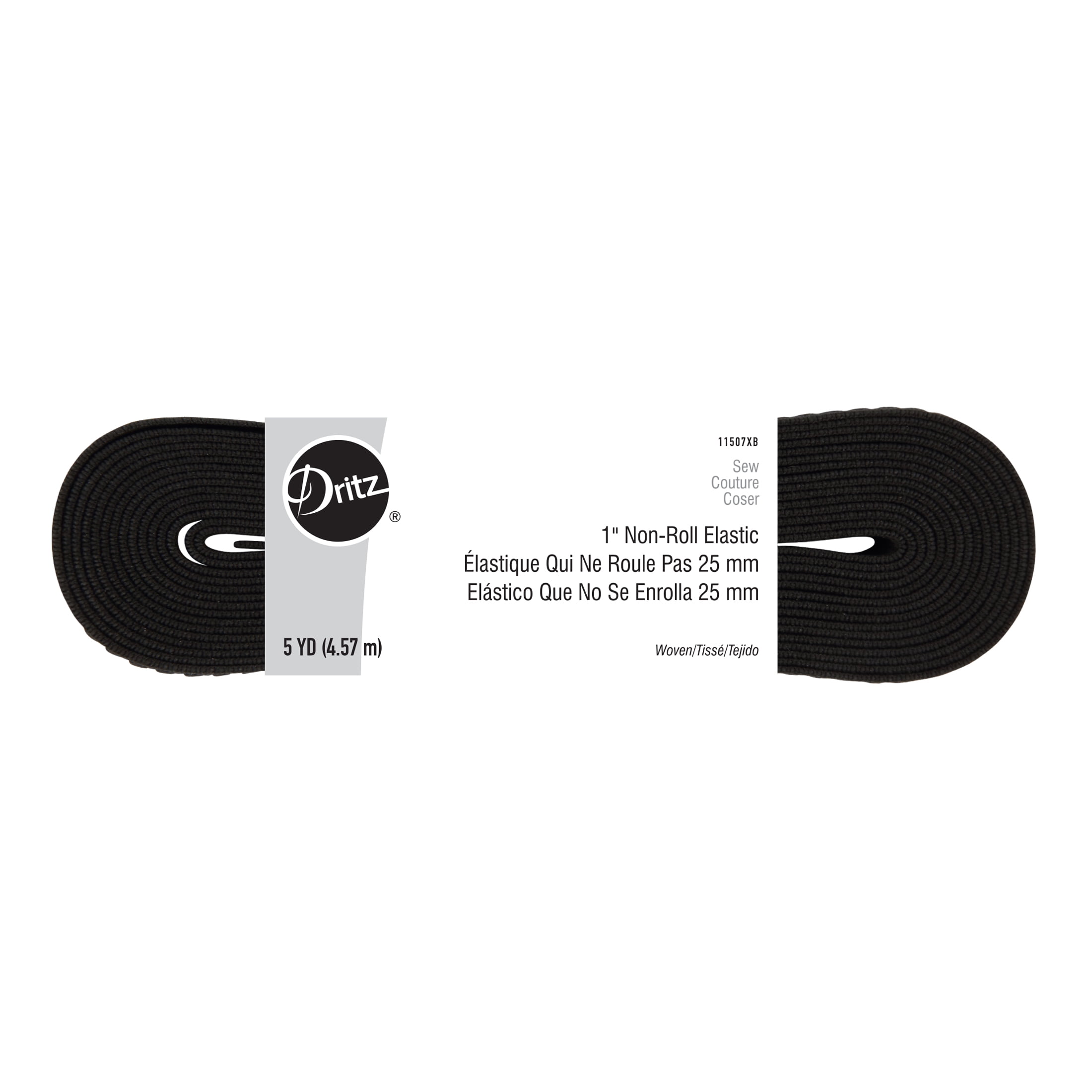 Dritz 1" Sewing & Crafting Non-Roll Elastic Value Pack Black 5 Yards