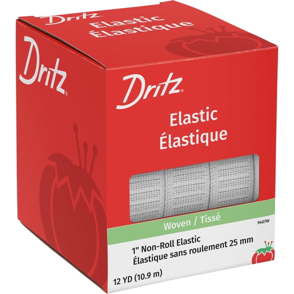 Dritz 1" Non-Roll Elastic, White, 12 yd