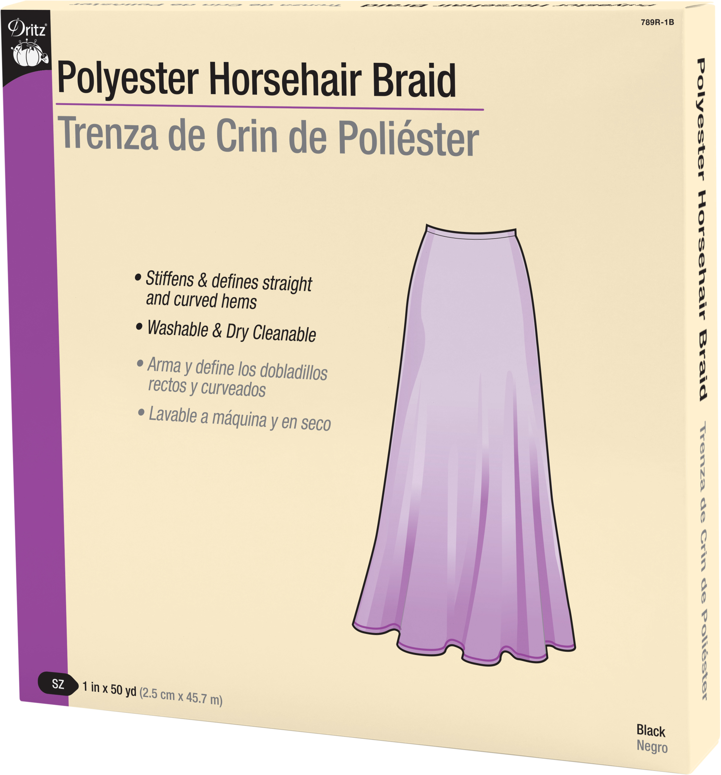 Dritz 1" Polyester Horsehair Braid, 50 yd, Black