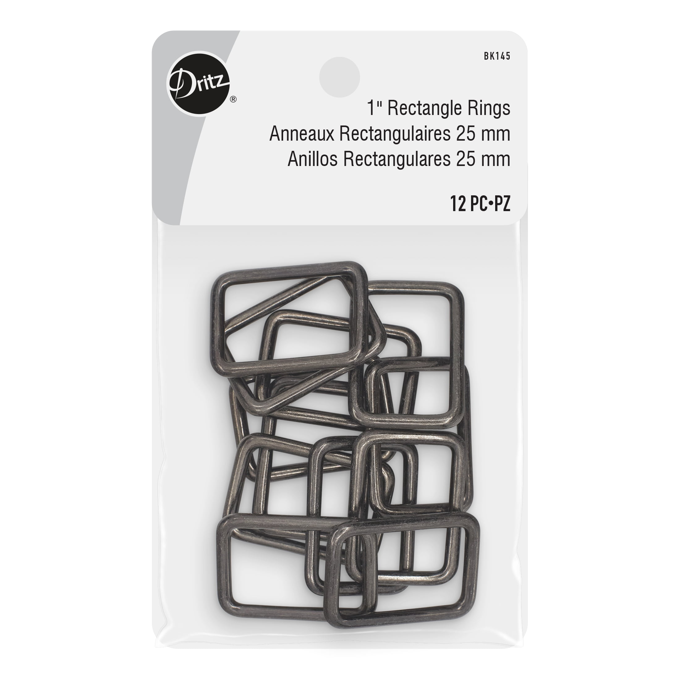 Dritz 1" Rectangle Rings, Gray, 12 Pc