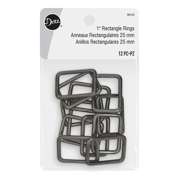 Dritz 1" Rectangle Rings, Gray, 12 Pc