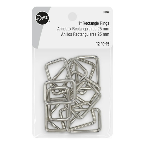 Dritz 1" Rectangle Rings, Silver, 12 pc