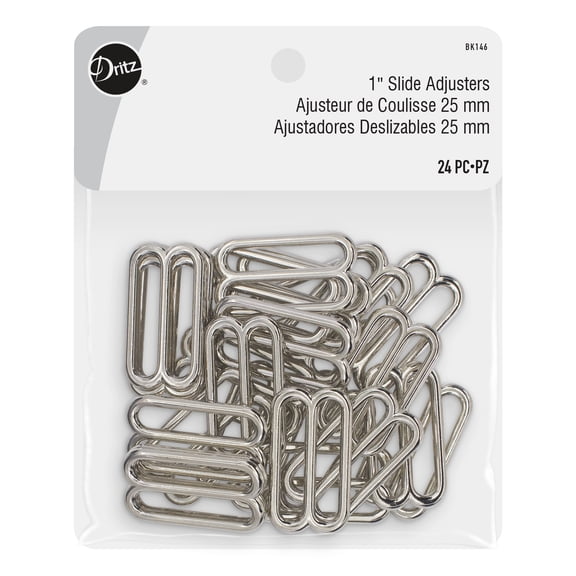 Dritz 1" Slide Adjusters, Silver, 24 Pc