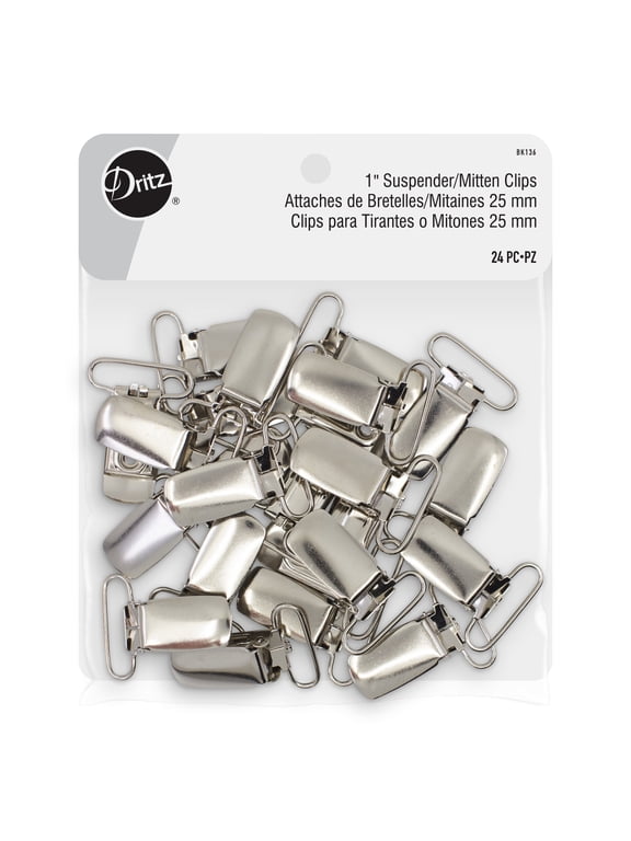 1" Suspender/Mitten Clips, Silver, 24 Pc