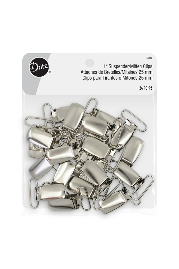 1" Suspender/Mitten Clips, Silver, 24 Pc
