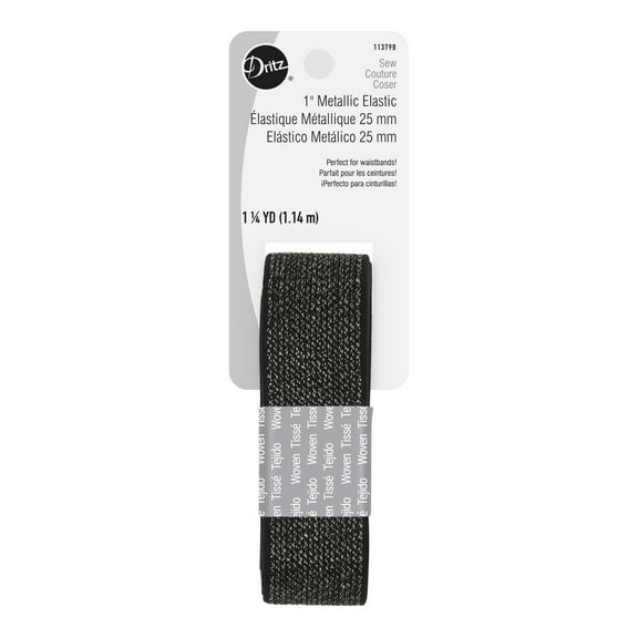 Dritz 1" Sewing & Crafting Metallic Elastic Black 1.25 Yards